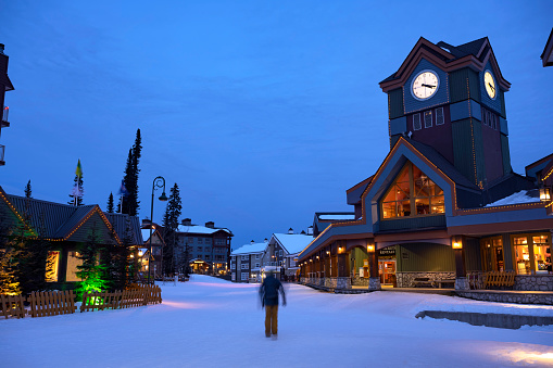 Big White ski resort at Dusk. Ski resorts of the Okanagan.  Top ski destinations in Canada.