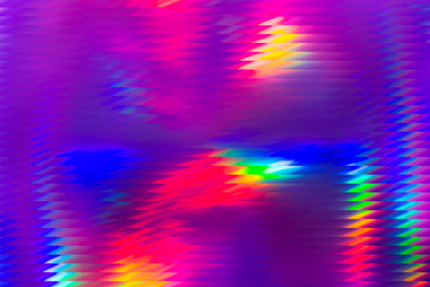 istock Holographic abstract background. Rainbow neon glass texture pattern. Trendy colorful reeded refract effect. 1358471223