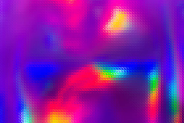 istock Holographic abstract background. Rainbow neon glass texture pattern. Colorful holograph purple foil overlay 1358471226
