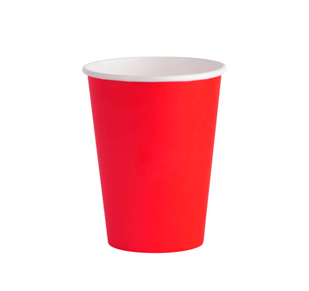 istock Red color paper cup on a white background. 1358471396