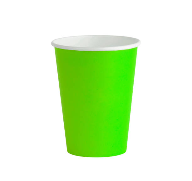 istock Green color paper cup on a white background. 1358472035