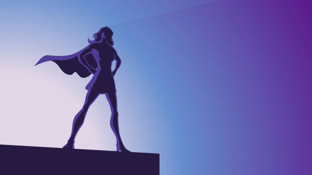istock Vector Female Superhero Silhouette in Power Pose Stock Illustration 1358475180