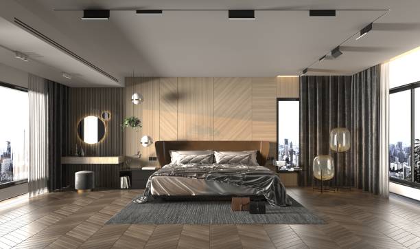 istock 3d render of luxury hotel room 1358476201