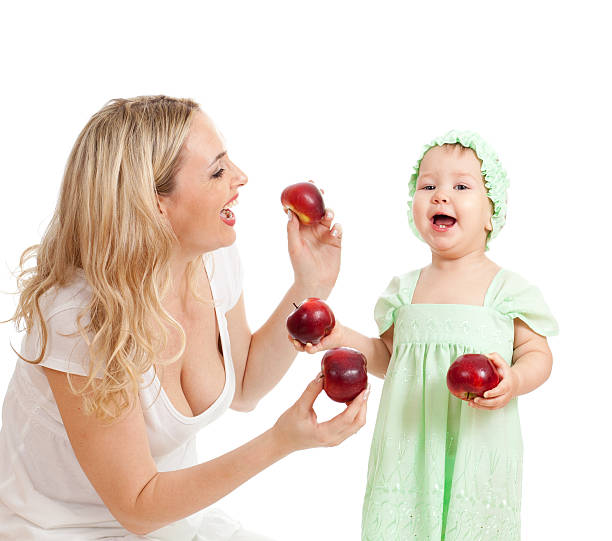 Mother is asleep and child eats