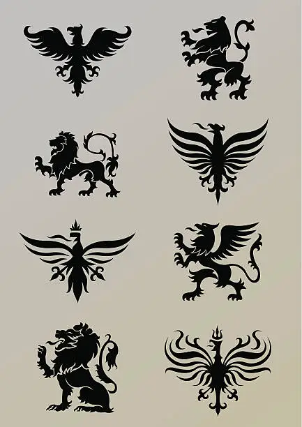 Vector illustration of Heraldry set