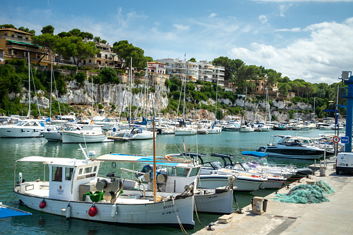 Mallorca, Spain - JULY 17, 2020. Porto Cristo, also called Port de Manacor or Es Port, is a nice place on the Spanish Balearic island of Mallorca.