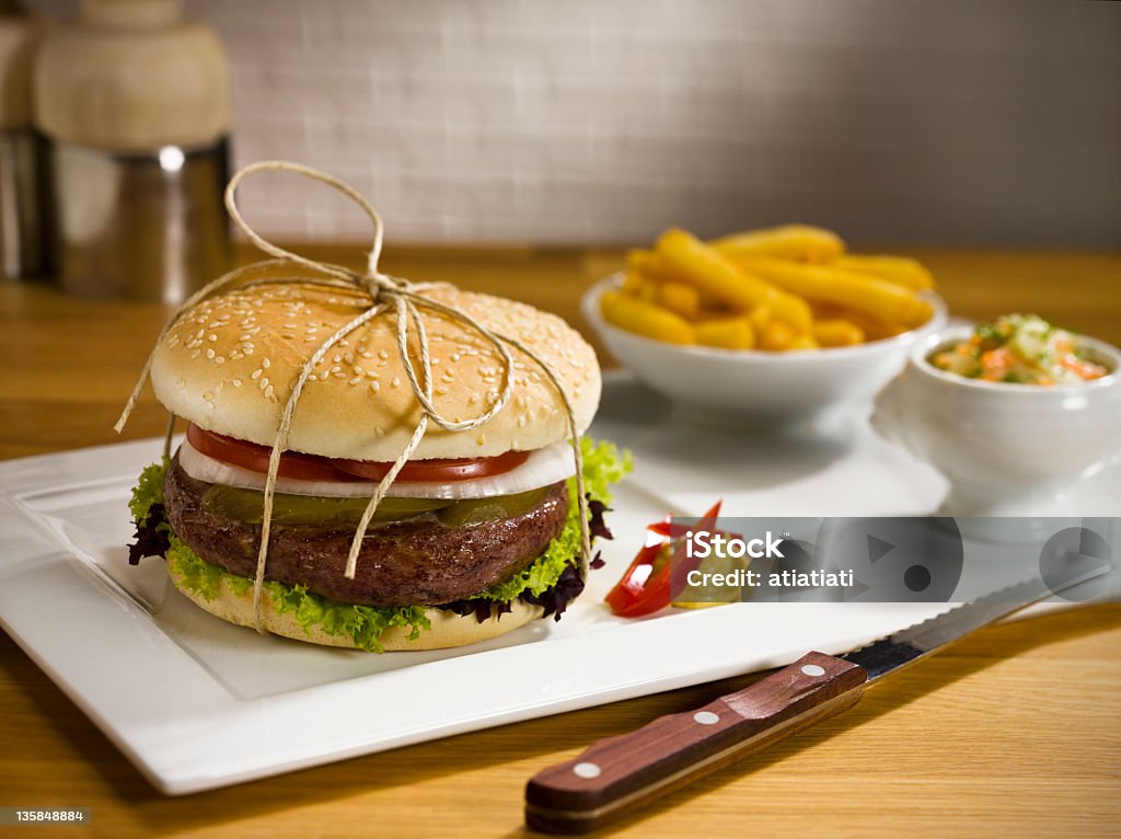 hamburger hamburger  on the table American Culture Stock Photo