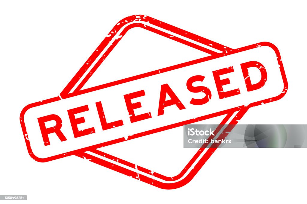Release Text Red Ribboned Grunge Red Released Word Rubber Square Seal Stamp On White Background ...