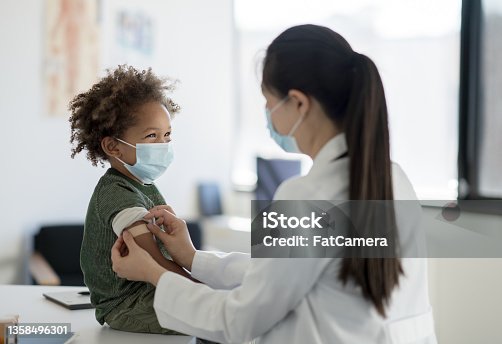 istock Getting a Bandage After a Vaccine 1358496301