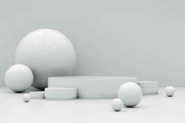 istock abstract background for product presentation, podium display, minimal white scene, 3d rendering. 1358502779
