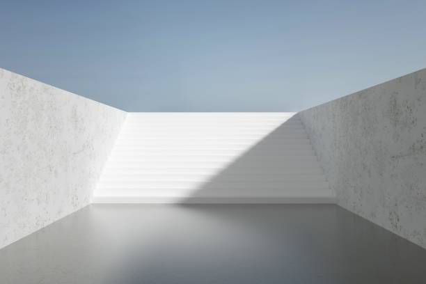 istock Empty concrete floor for car park. 3d rendering of abstract white building with blue sky background. 1358502840