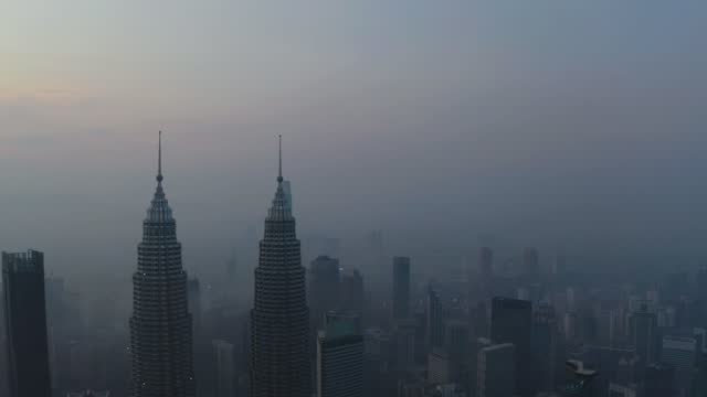 Beautiful b-roll aerial Kuala Lumpur skyline