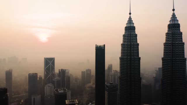 Beautiful aerial sunrise view in Kuala Lumpur city