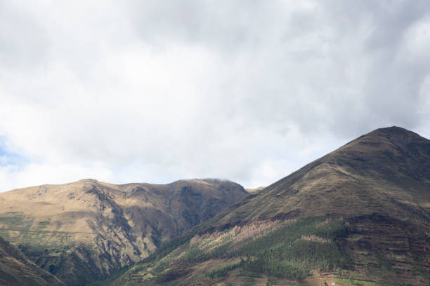 Andes mountains in Peruvian Sacred Valley. Countryside scene in Cusco.
