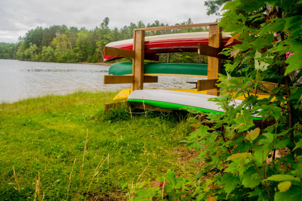 Weekend Away Camping In Bon Echo Provincial Park And Canoes stock photo
