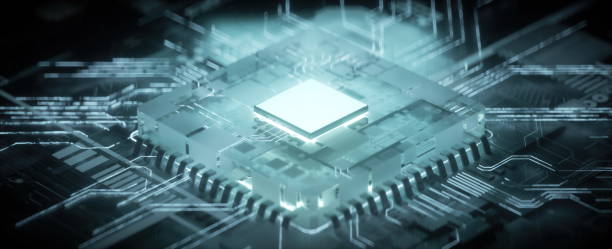 istock 3D rendering of cyberpunk AI. Circuit board. Technology background. Central Computer Processors CPU and GPU concept. Motherboard digital chip. Tech science background. Integrated communication processor. 1358513389