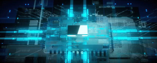 istock 3D rendering of cyberpunk AI. Circuit board. Technology background. Central Computer Processors CPU and GPU concept. Motherboard digital chip. Tech science background. Integrated communication processor. 1358513405