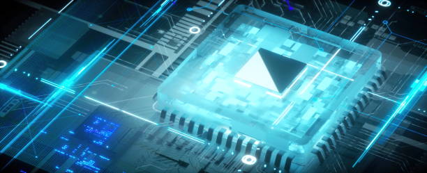 istock 3D rendering of cyberpunk AI. Circuit board. Technology background. Central Computer Processors CPU and GPU concept. Motherboard digital chip. Tech science background. Integrated communication processor. 1358513408