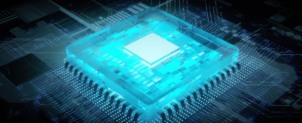 istock 3D rendering of cyberpunk AI. Circuit board. Technology background. Central Computer Processors CPU and GPU concept. Motherboard digital chip. Tech science background. Integrated communication processor. 1358513411