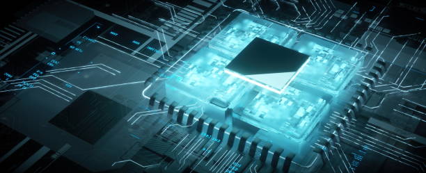istock 3D rendering of cyberpunk AI. Circuit board. Technology background. Central Computer Processors CPU and GPU concept. Motherboard digital chip. Tech science background. Integrated communication processor. 1358513418