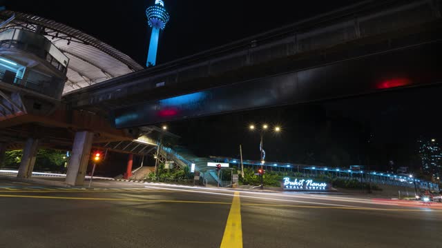 Time lapse with light trails in Kuala Lumpur city