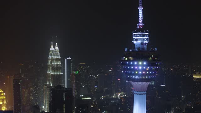View of Kuala Lumpur Tower with night lights