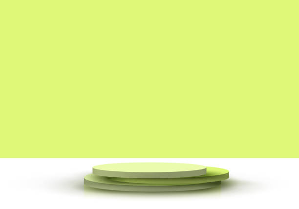 istock 3D realistic green stacked podium or pedestal stand platform on stage showcase lime green minimal scene background 1358515464