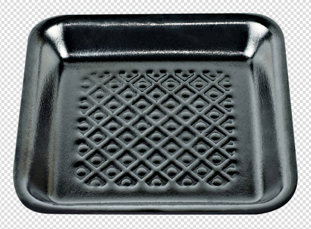 istock Black foam food container clipping path on transparent background. 1358521340