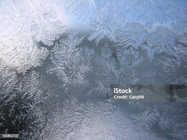 Frozen Winter Window Stock Photo - Download Image Now - Abstract, Backgrounds, Blue