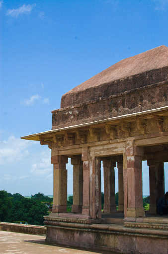 Mandu or Mandavgad is an ancient city in the present-day Mandav area of the Dhar district. It is located in the Malwa and Nimar region of western Madhya Pradesh, India, at 35 km from Dhar city. In the 11th century, Mandu was the sub division of the Tarangagadh or Taranga kingdom. This fortress town on a rocky outcrop about 100 km (62 mi) from Indore is celebrated for its architecture.