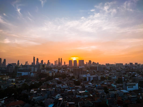 istock Beautiful sunset in jakarta, indonesia 1358523227