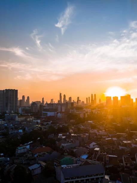 istock Beautiful sunset in jakarta, indonesia 1358523291