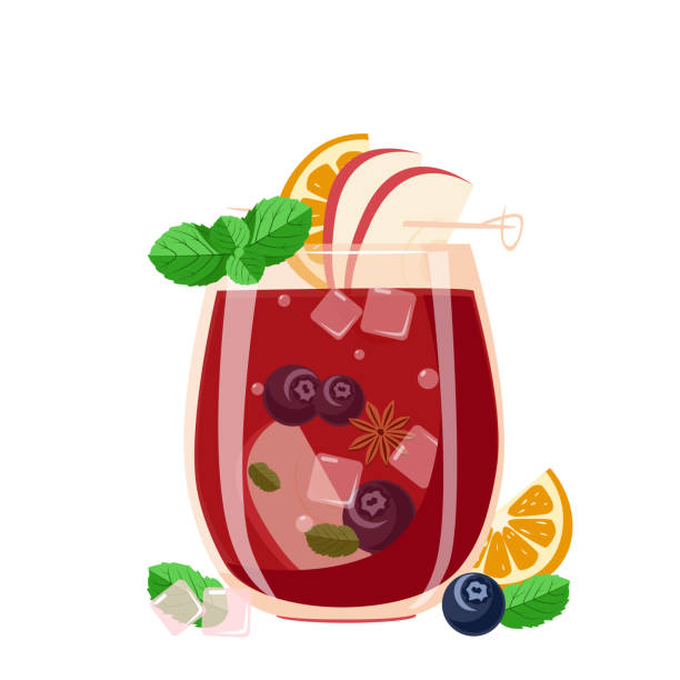 sangria ist ein traditionelles spanisches getränk - mint liquor stock-grafiken, -clipart, -cartoons und -symbole