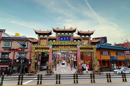 Chinatown in Incheon City, South Korea\nPhoto looking at the entrance of Incheon Chinatown from Incheon Station