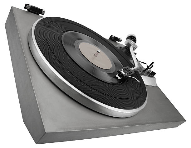 istock Monochorme image of vintage turntable, angle view. Clpping path 135853532