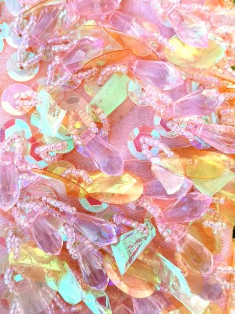 istock Pastel pink neon colored crystal background for Christmas or New Year 1358542206
