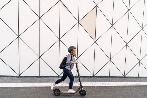 istock Commute to work on an electric scooter 1358544556