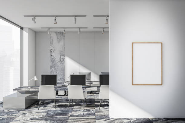 istock Marble office with mockup in white hallway 1358546627