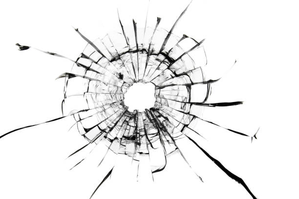 istock Texture of a broken window on a white background 1358547267