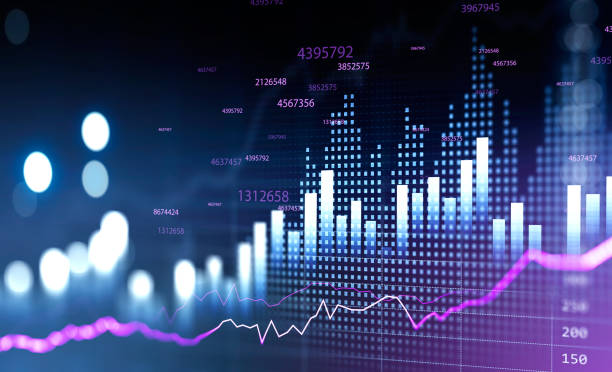 istock Financial chart and rising graph with lines and bar diagram 1358548730