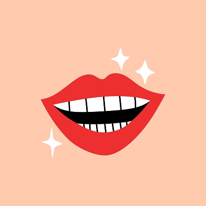 Female smile vector hand drawn illustration.