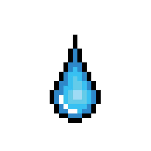 Drop of water, Pixel-art, illustration Drop of water, Pixel-art, vector illustration in synch stock illustrations