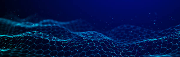 istock Futuristic blue hexagon dynamic wave. Futuristic honeycomb concept. Digital technology webflow. Big data visualization. 3D rendering. 1358550186