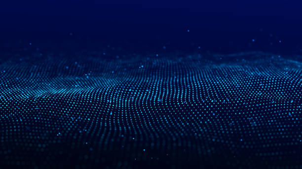 istock Dynamic sound wave. Blue energy flow concept. Cyberspace background. 3D rendering. 1358550243