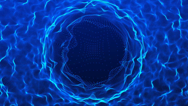 túnel en forma de embudo para el movimiento entre ciberespacios. agujero de gusano cósmico. concepto de viaje espacial. renderizado 3d. - funnel shaped fotografías e imágenes de stock