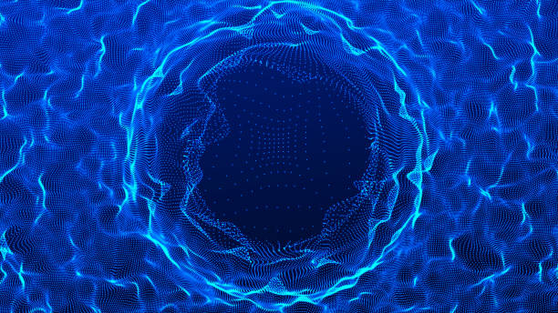 istock Funnel-shaped tunnel for movement between cyberspaces. Cosmic wormhole. Space travel concept. 3D rendering. 1358550245
