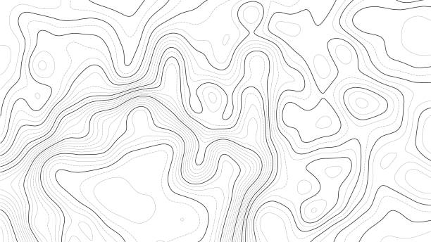 地形図の背景。標高割り当てのある地理線マップ。輪郭背景の地理的グリッド。 - topography map equipment cartography点のイラスト素材／クリップアート素材／マンガ素材／アイコン素材