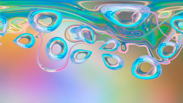 istock Abstract fantasy iridescent background with shapes. 1358552355