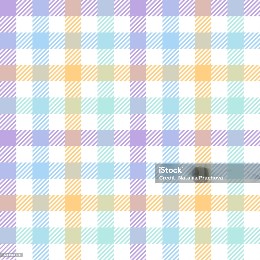Gingham check plaid colorful seamless pattern. Pastel vichy tartan background. - Royaltyfri Påsk vektorgrafik