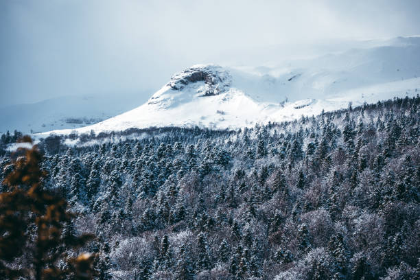 Beautiful winter landscape in the Jura Massif in the \